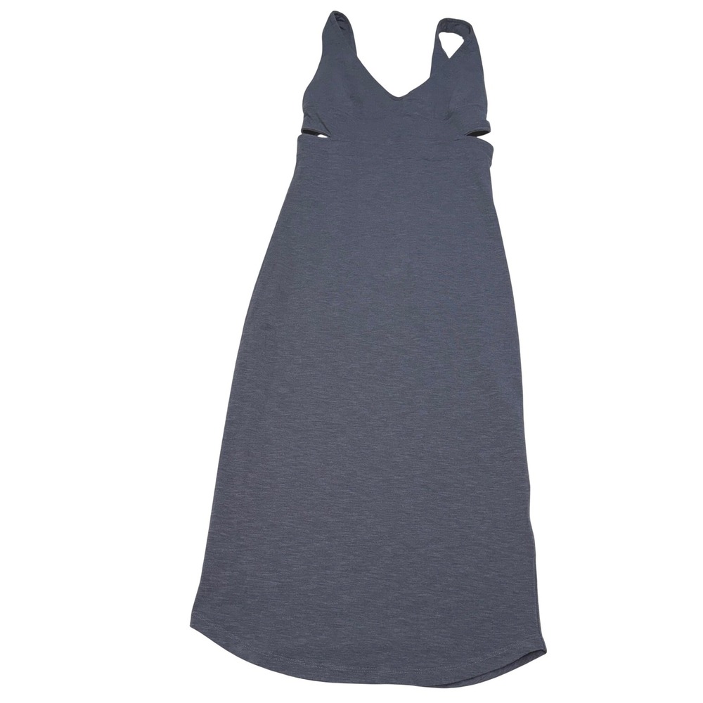 MONROW Womens XS Charcoal Gray Heather Cut Out Side Maxi Dress V-Neck Sleeveless